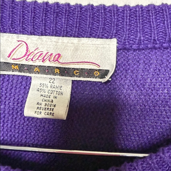 Vintage Diana Marco 1980’s purple embroidered sequin beaded sweater sz 22 Large - Picture 7 of 7